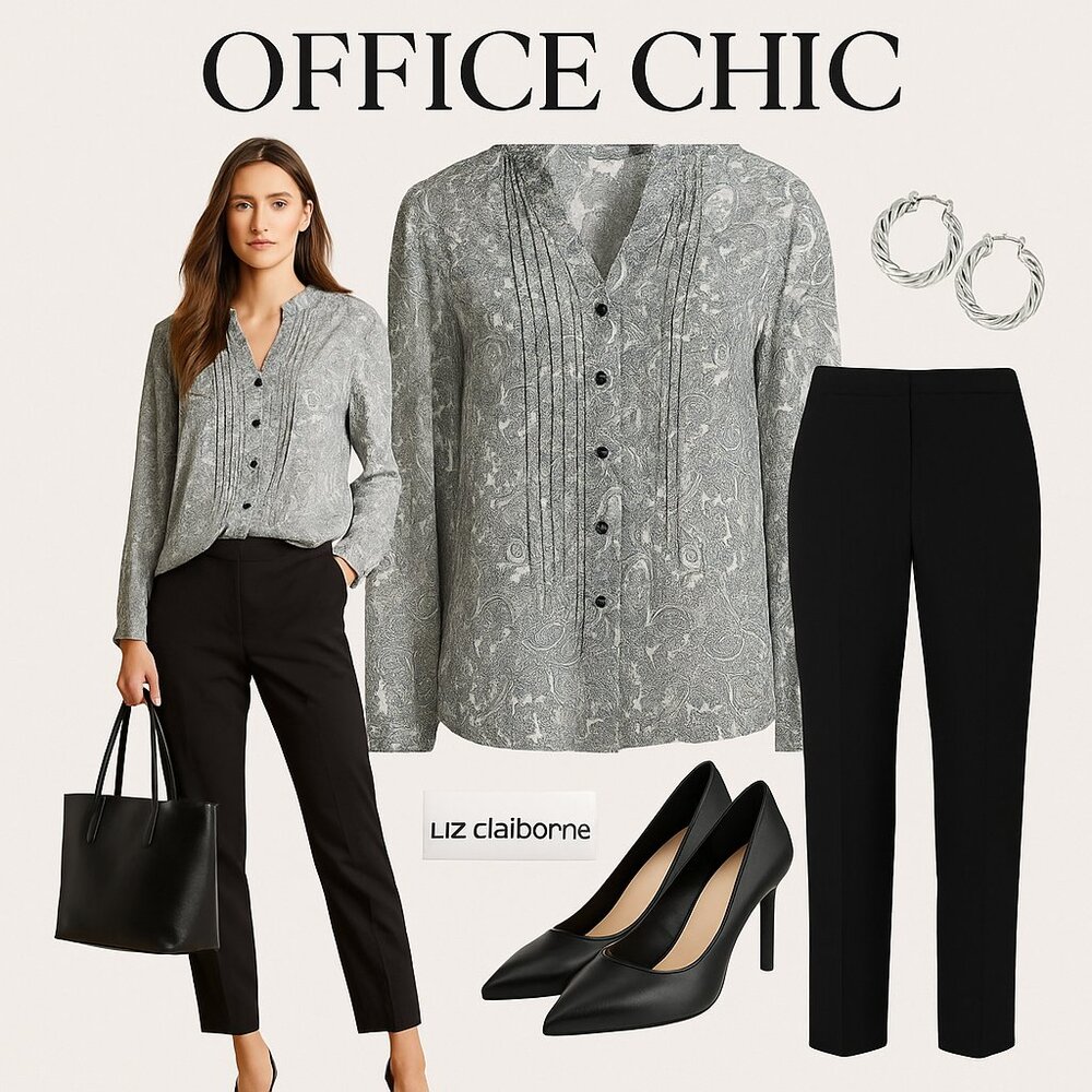 ✨ Liz Claiborne Vintage Paisley Blouse – Size L ✨